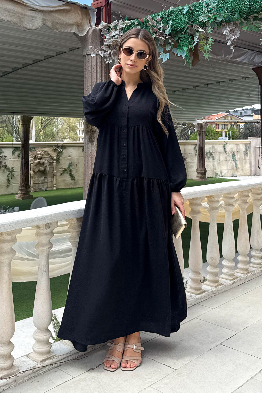 MPL Woman Collar Buttoned Long Dress 2527 - Havant
