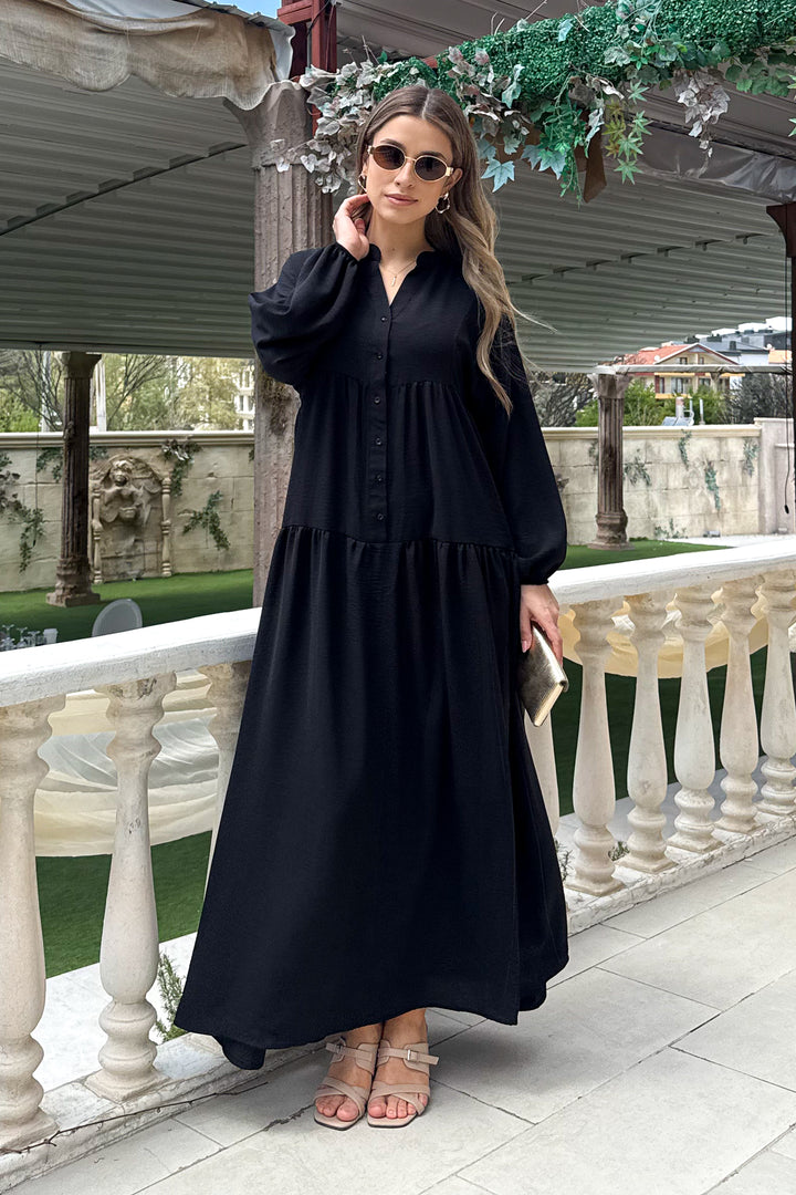MPL Woman Collar Buttoned Long Dress 2527 - Havant