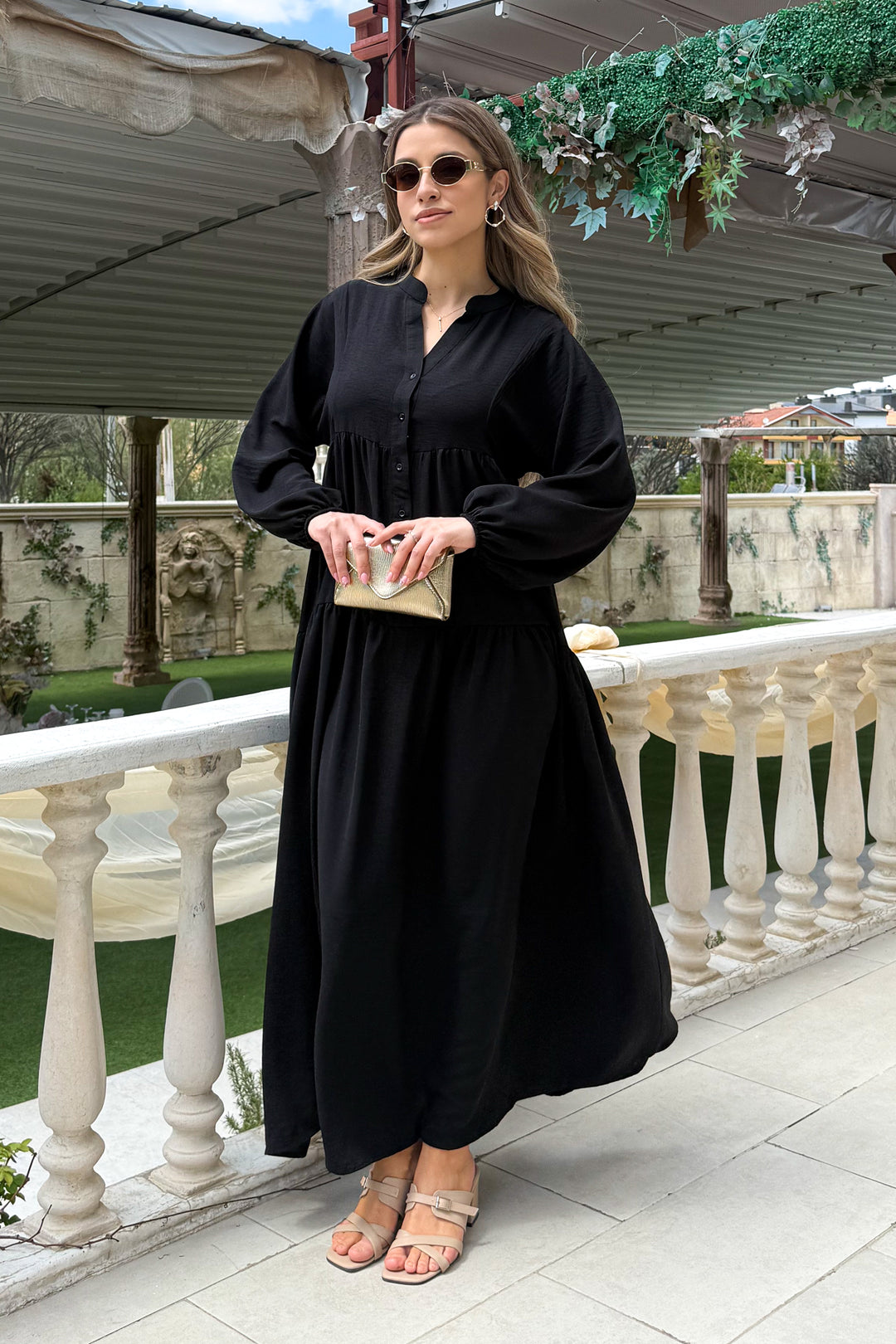 MPL Woman Collar Buttoned Long Dress 2527 - Havant