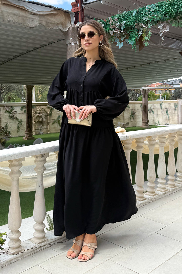 MPL Woman Collar Buttoned Long Dress 2527 - Havant