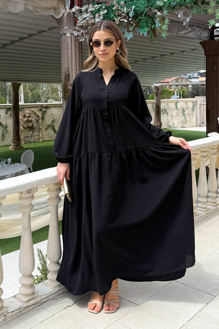 MPL Woman Collar Buttoned Long Dress 2527 - Havant
