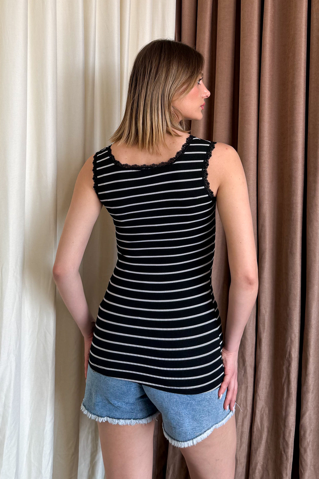 MPL Women's Lace Striped Tank Top 4002 - Adeje