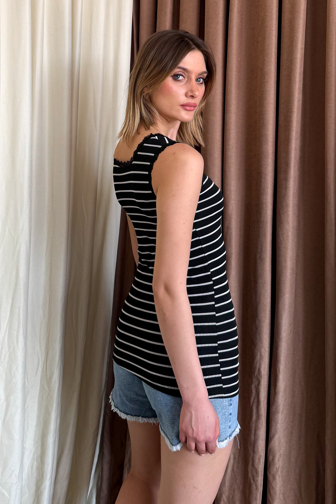 MPL Women's Lace Striped Tank Top 4002 - Adeje