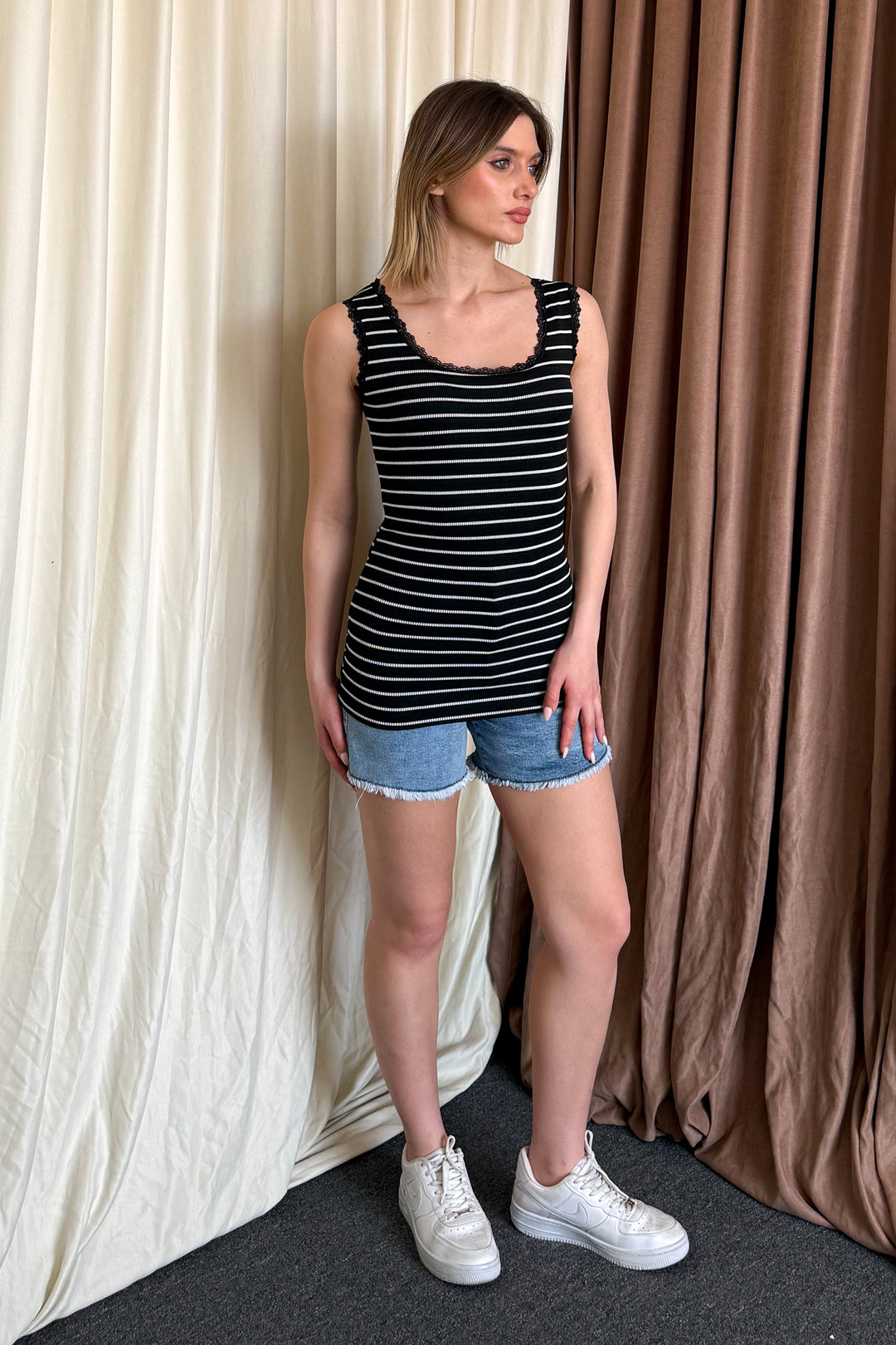 MPL Women's Lace Striped Tank Top 4002 - Adeje