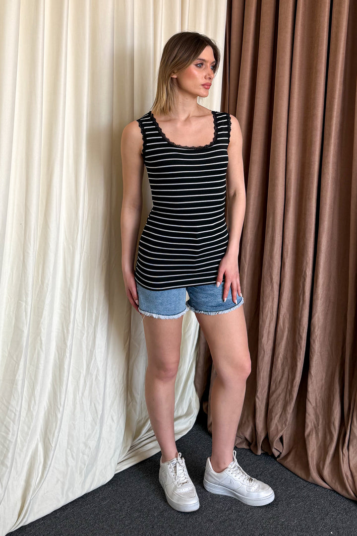 MPL Women's Lace Striped Tank Top 4002 - Adeje