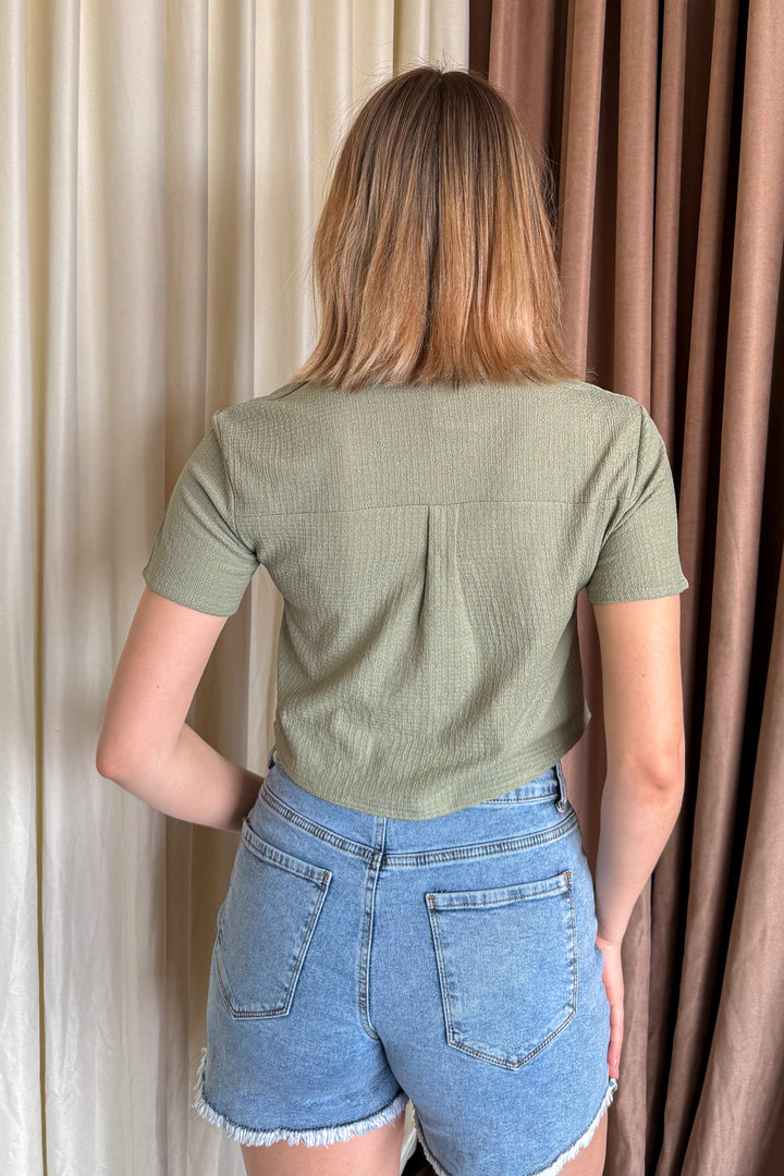 MPL Woman Short Sleeve Buttoned Crop Shirt 5319 - Amarillo