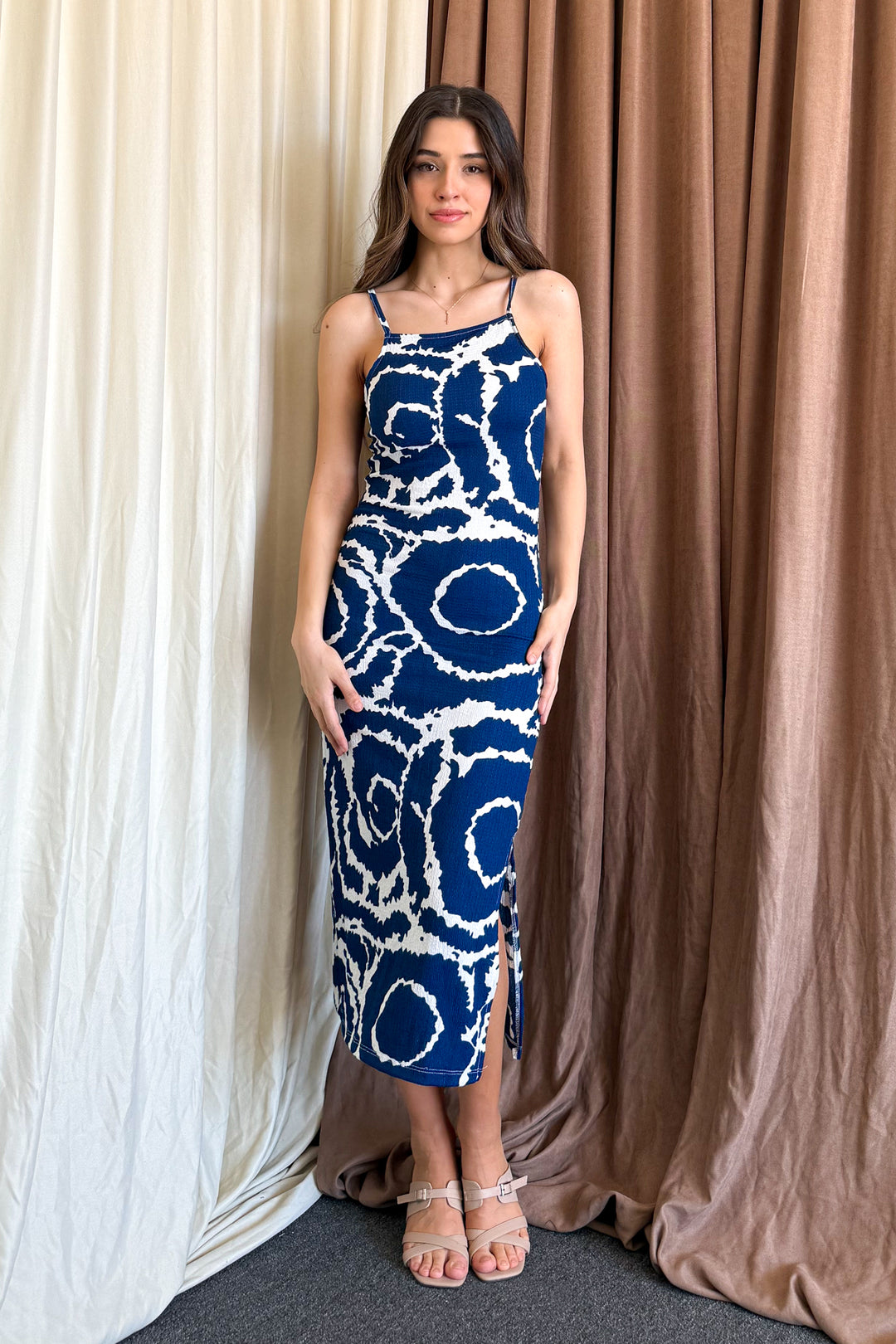MPL Woman Batik Patterned String Strap Dress 5573 - Pinellas Park