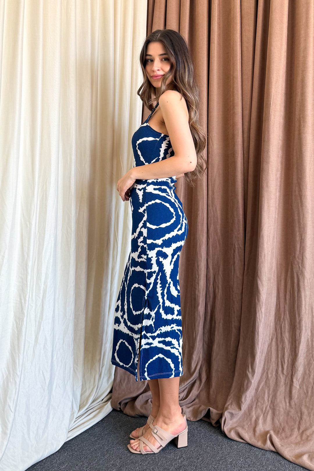 MPL Woman Batik Patterned String Strap Dress 5573 - Pinellas Park