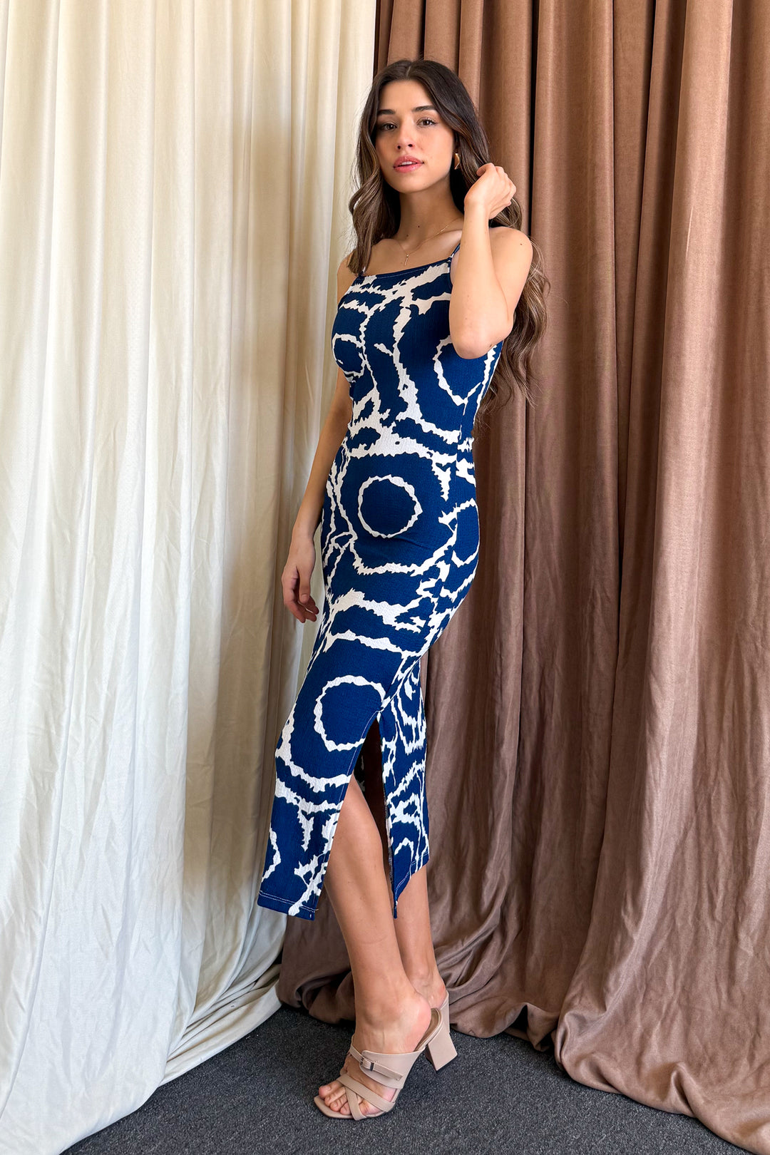 MPL Woman Batik Patterned String Strap Dress 5573 - Pinellas Park