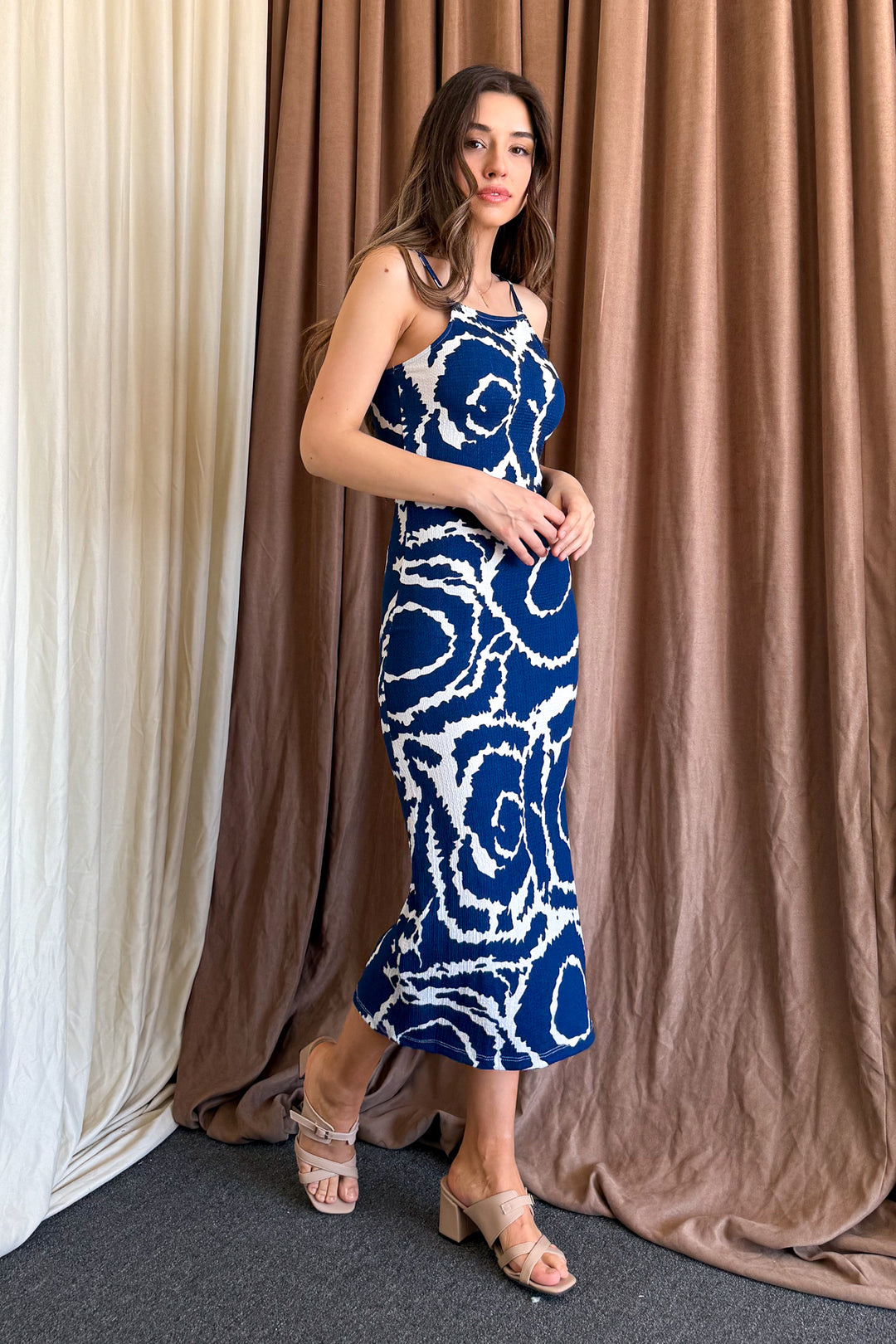 MPL Woman Batik Patterned String Strap Dress 5573 - Pinellas Park