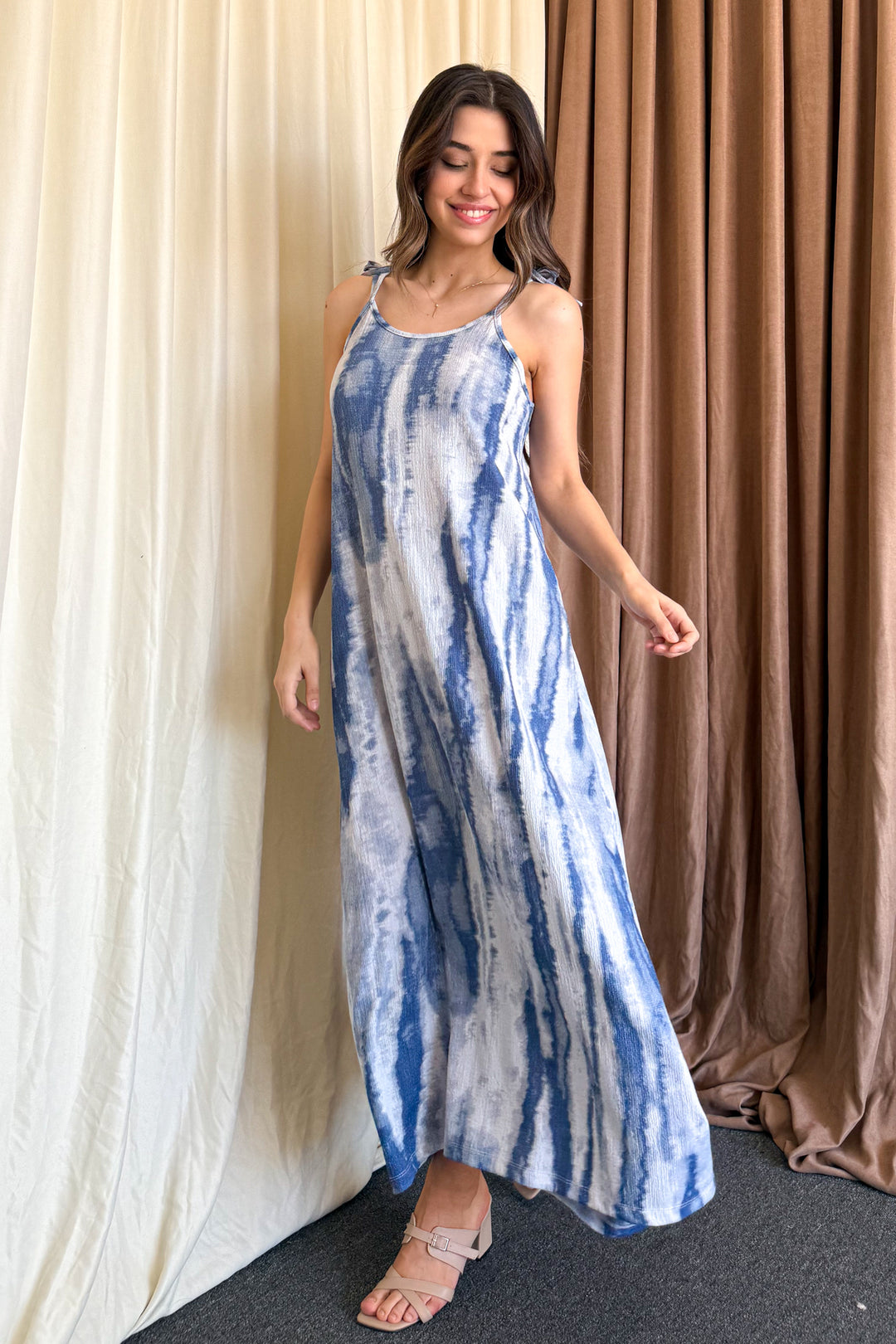MPL Woman Batik Patterned String Strap Long Dress 5693 - Waterlooville