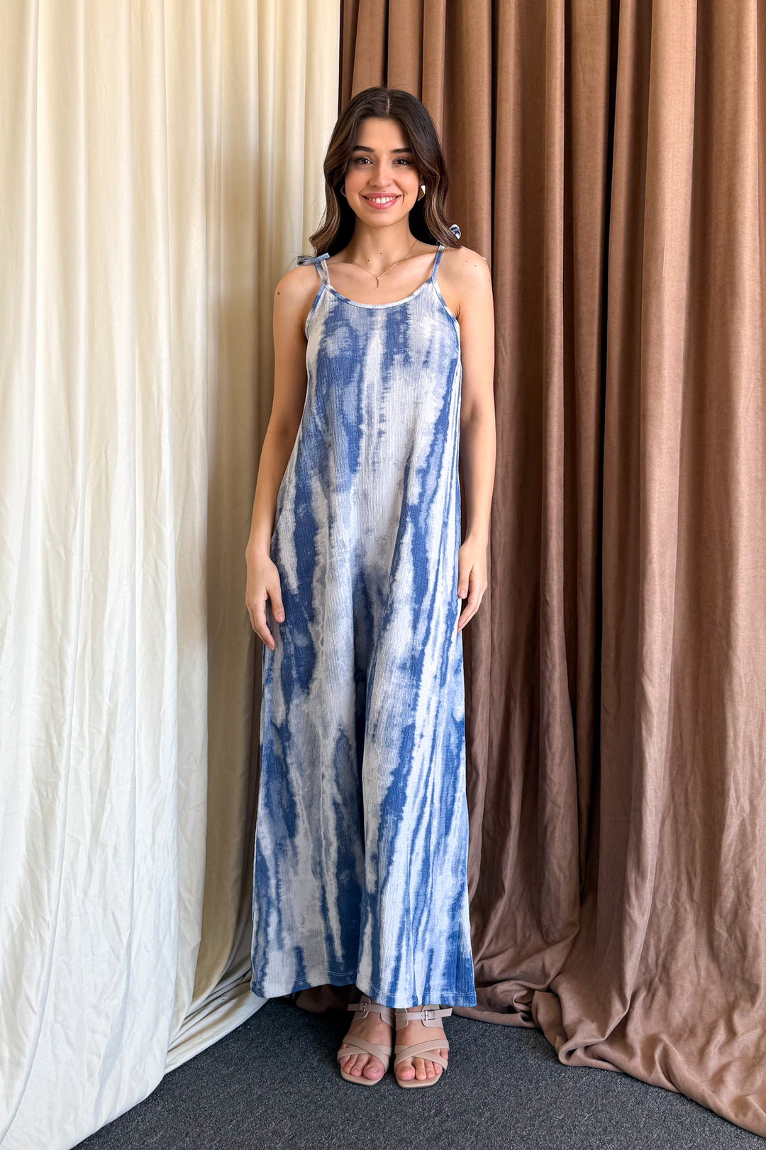 MPL Woman Batik Patterned String Strap Long Dress 5693 - Waterlooville