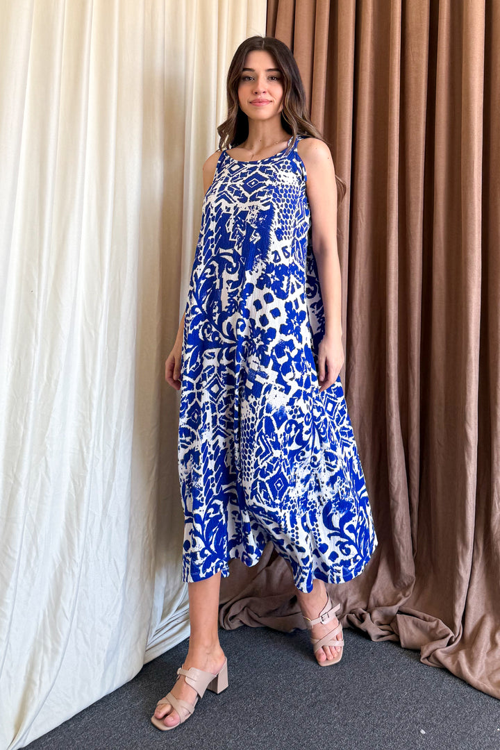 MPL Woman Patterned V-Neck Strappy Long Dress 5693 - Krasnodon