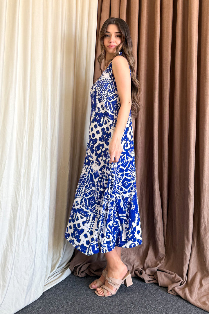 MPL Woman Patterned V-Neck Strappy Long Dress 5693 - Krasnodon