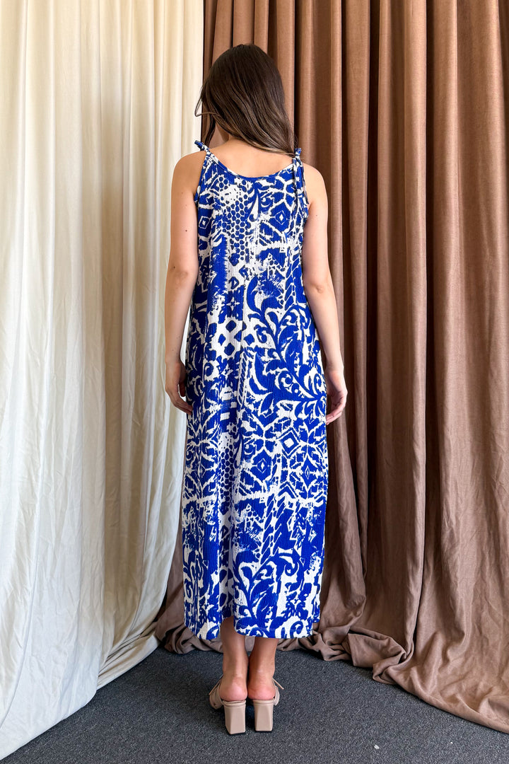 MPL Woman Patterned V-Neck Strappy Long Dress 5693 - Krasnodon