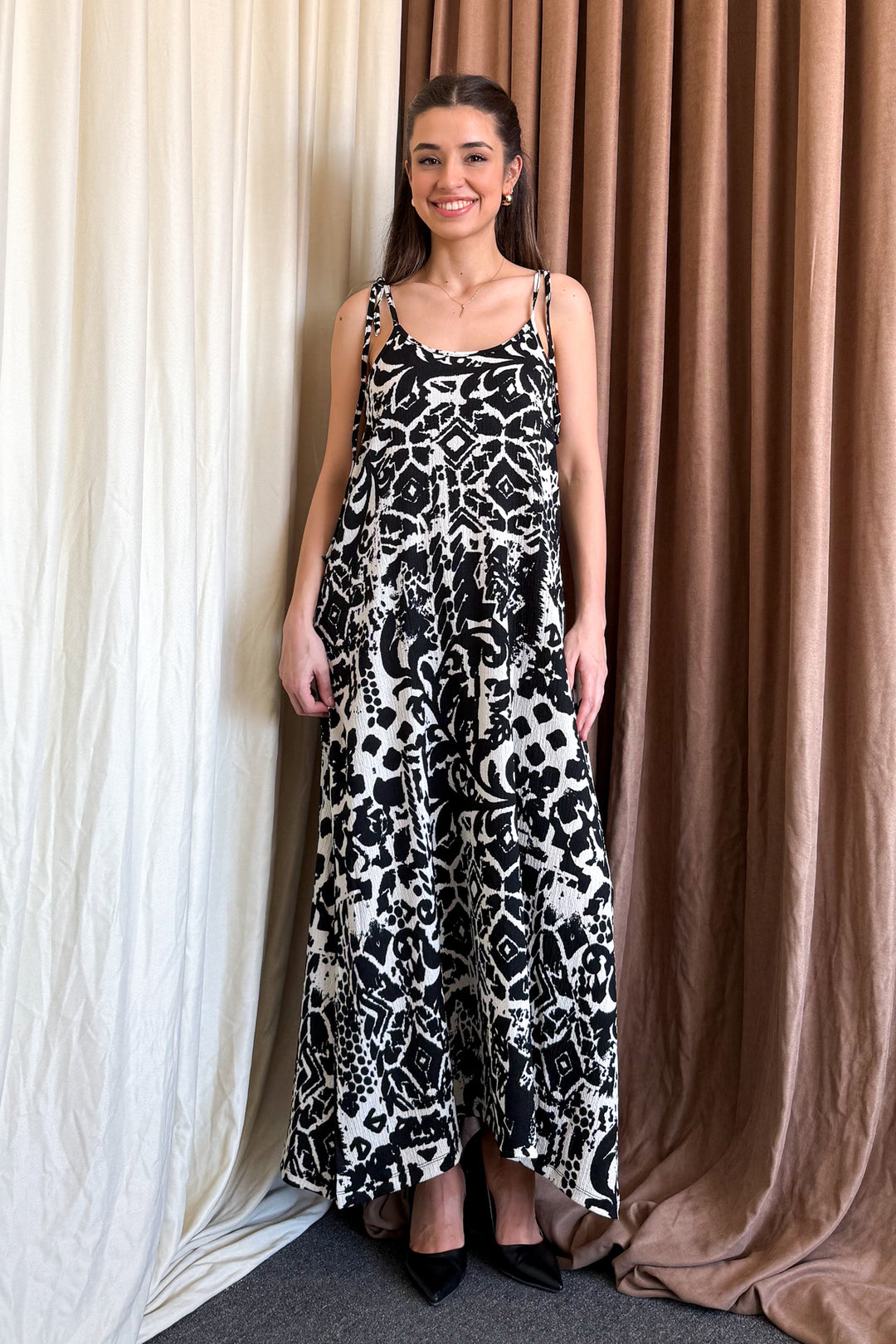 MPL Woman Patterned V-Neck Strappy Long Dress 5693 - Warrington