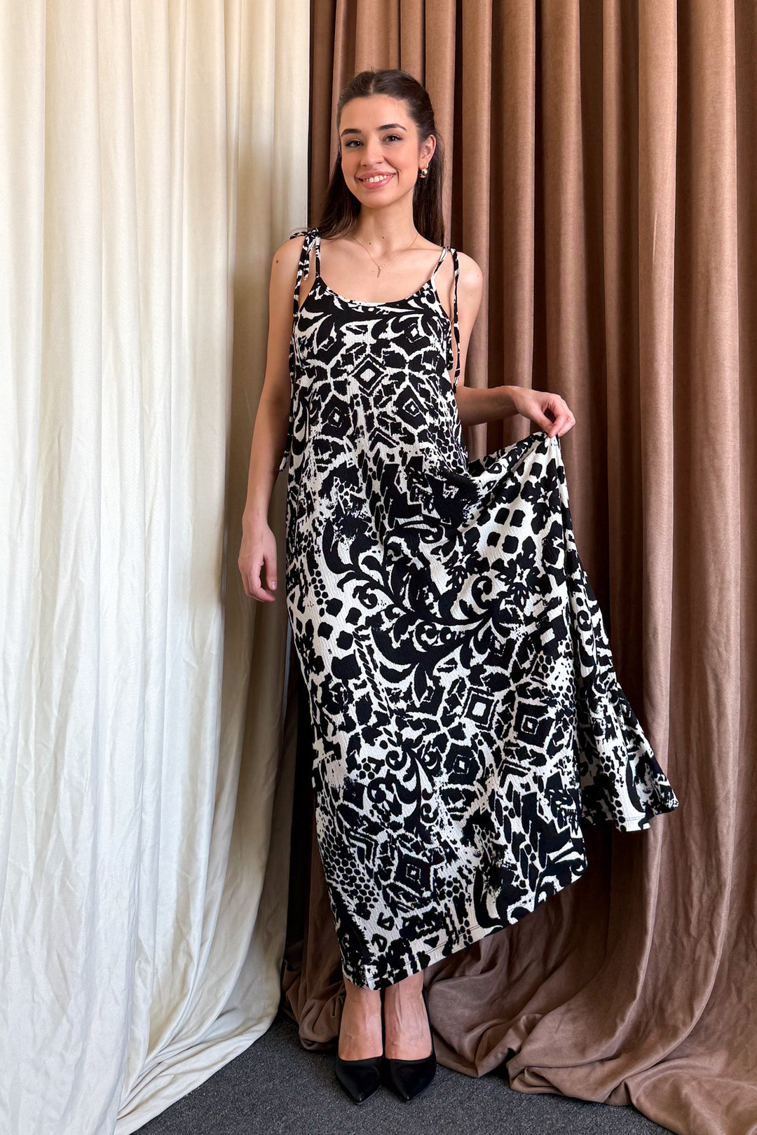 MPL Woman Patterned V-Neck Strappy Long Dress 5693 - Warrington