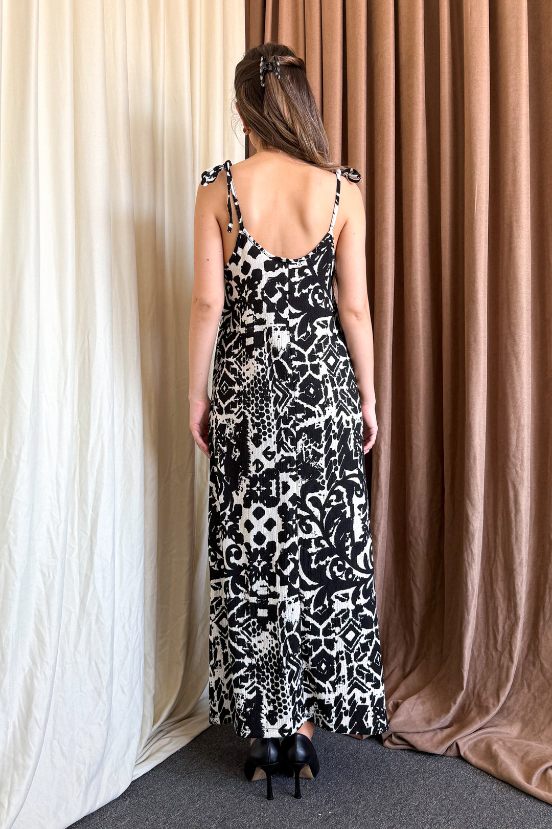 MPL Woman Patterned V-Neck Strappy Long Dress 5693 - Warrington