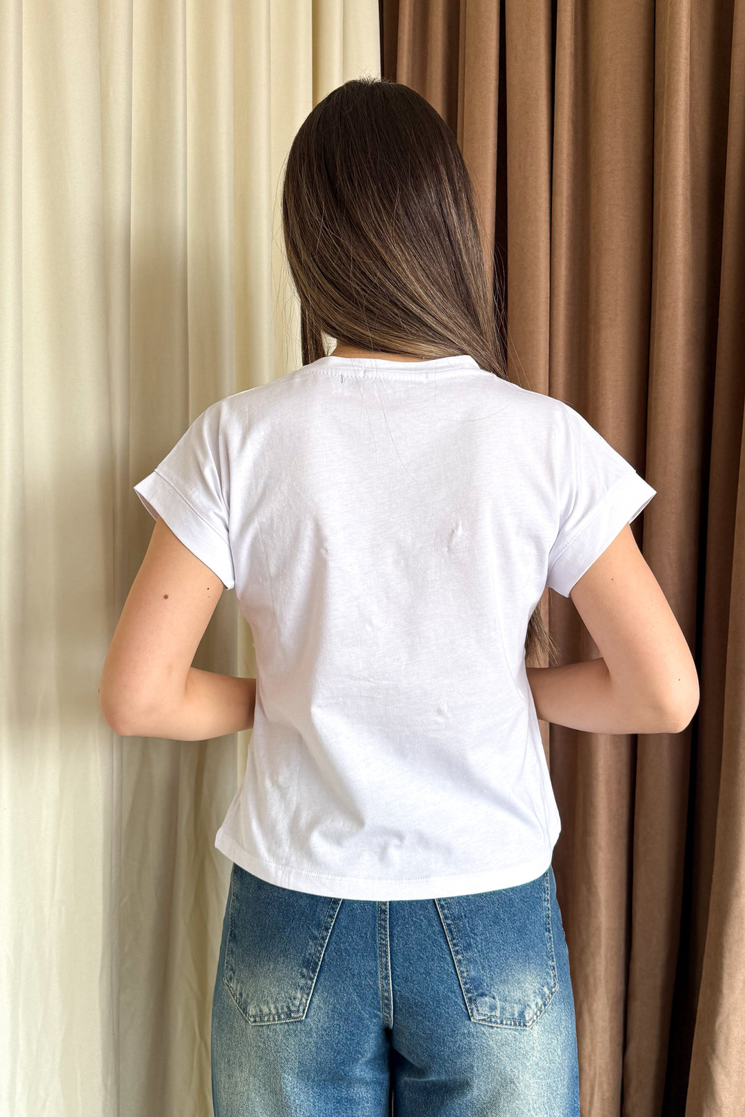 MPL Women's Front Diamond Stone Round Neck T-shirt 5817 - Nîmes