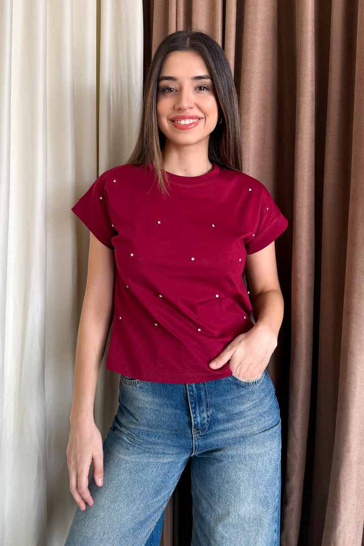 MPL Women's Front Diamond Stone Round Neck T-shirt 5817 - Padova