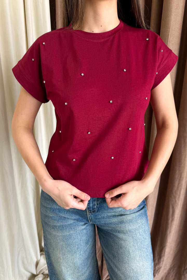 MPL Women's Front Diamond Stone Round Neck T-shirt 5817 - Padova