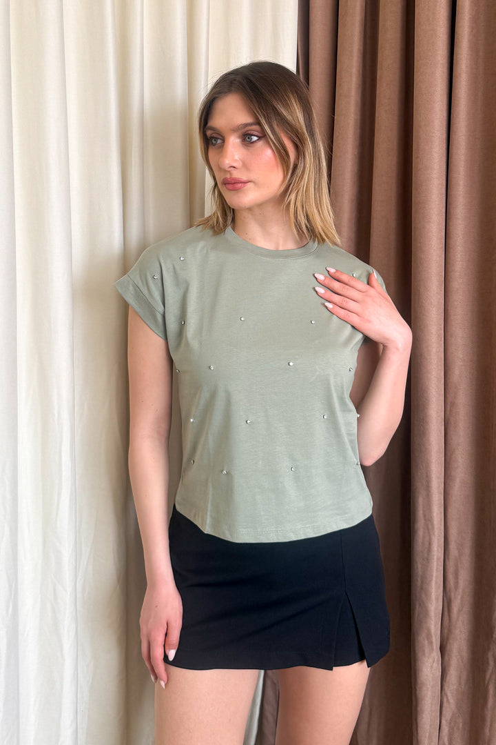 MPL Women's Front Diamond Stone Round Neck T-shirt 5817 - Nijkerk