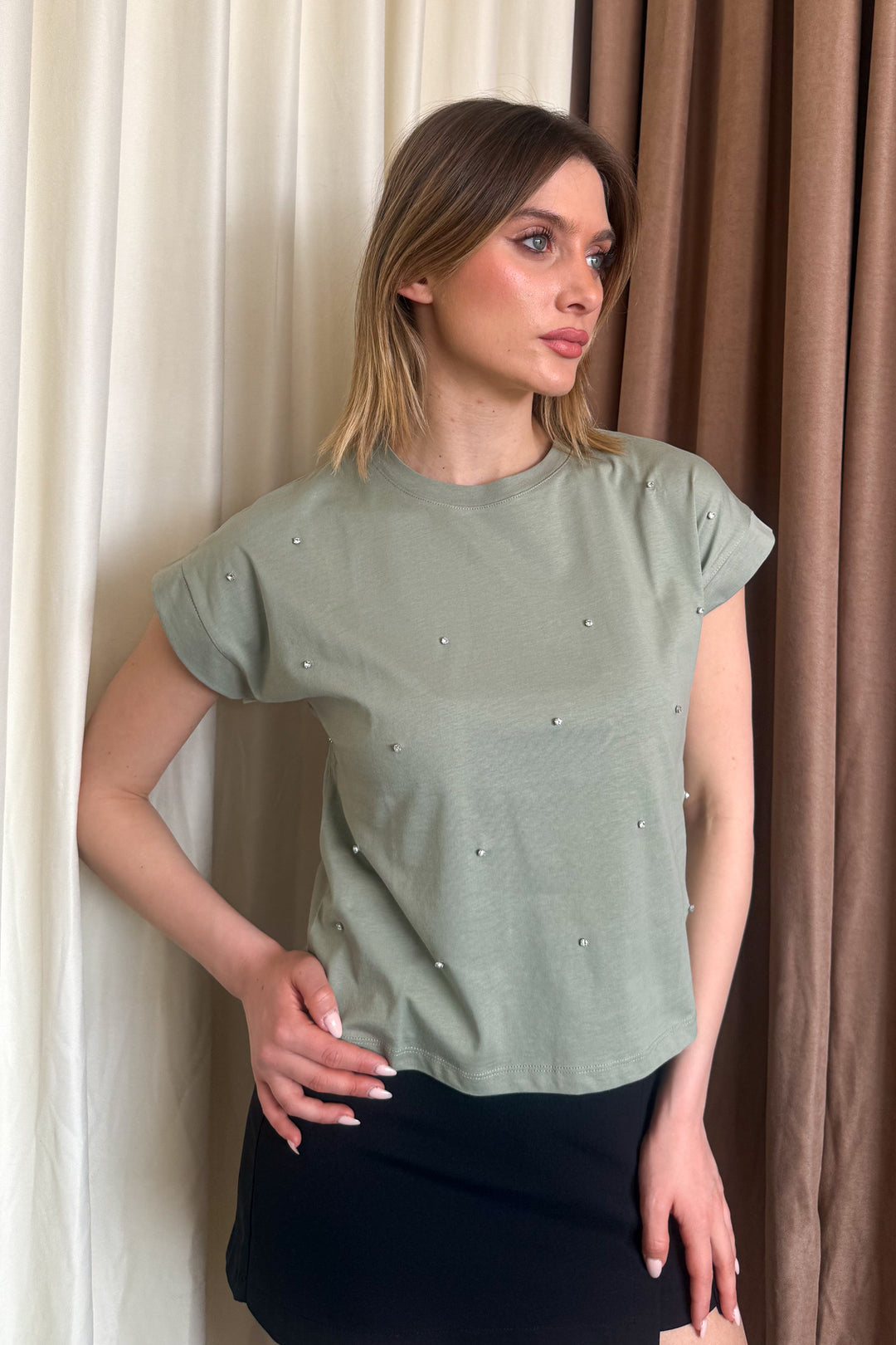 MPL Women's Front Diamond Stone Round Neck T-shirt 5817 - Nijkerk