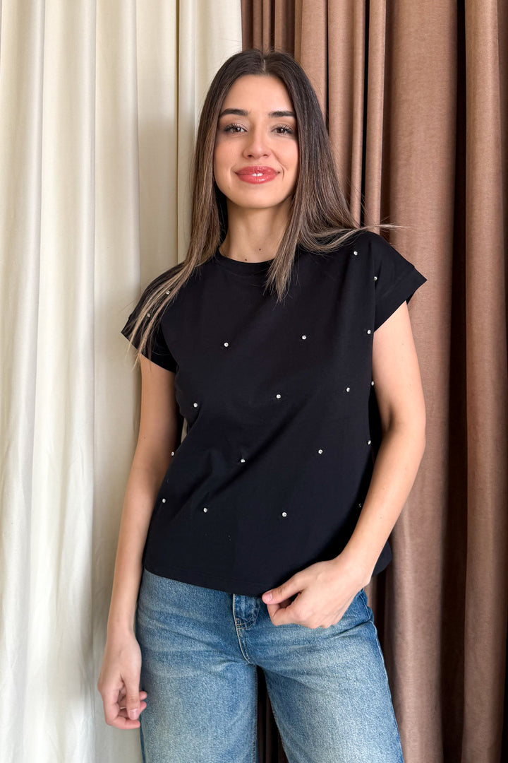 MPL Woman Front Diamond Stone Round Neck T-shirt 5817 - Bridgeport