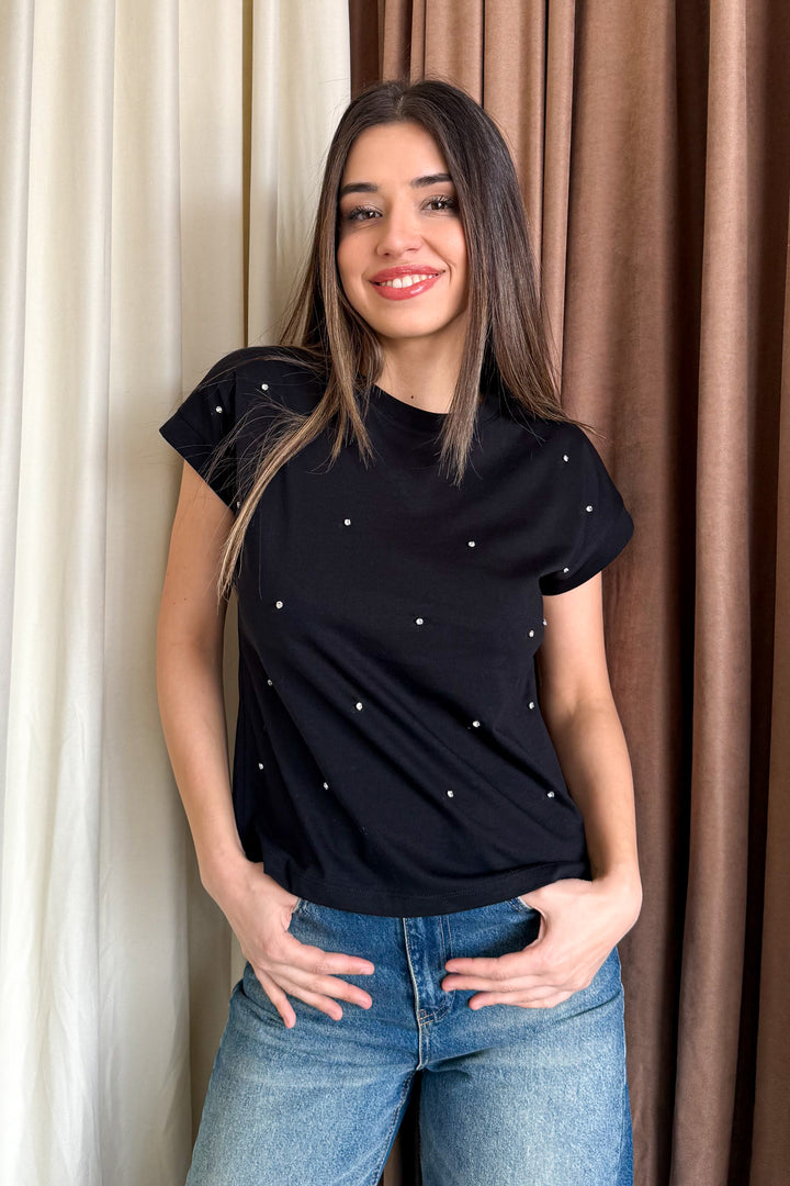 MPL Woman Front Diamond Stone Round Neck T-shirt 5817 - Bridgeport