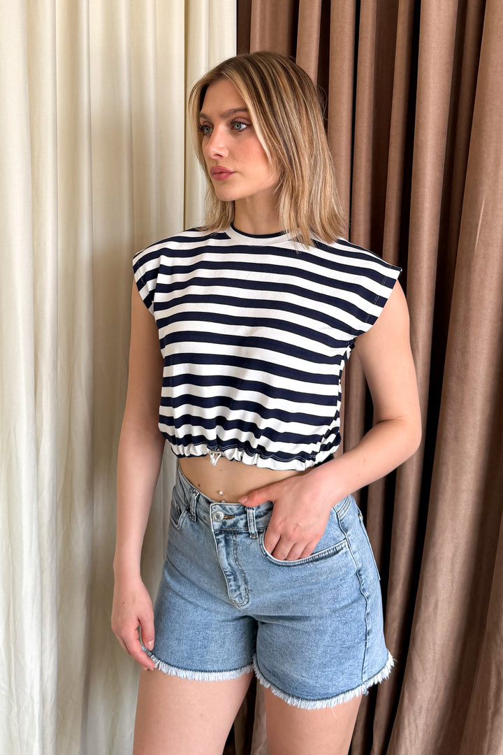 MPL Women's Striped Crop T-shirt with Waist Stopper 6104 - Chicopee