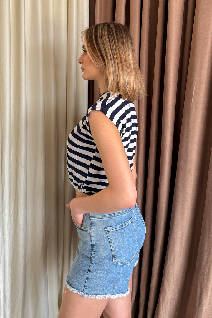 MPL Women's Striped Crop T-shirt with Waist Stopper 6104 - Chicopee