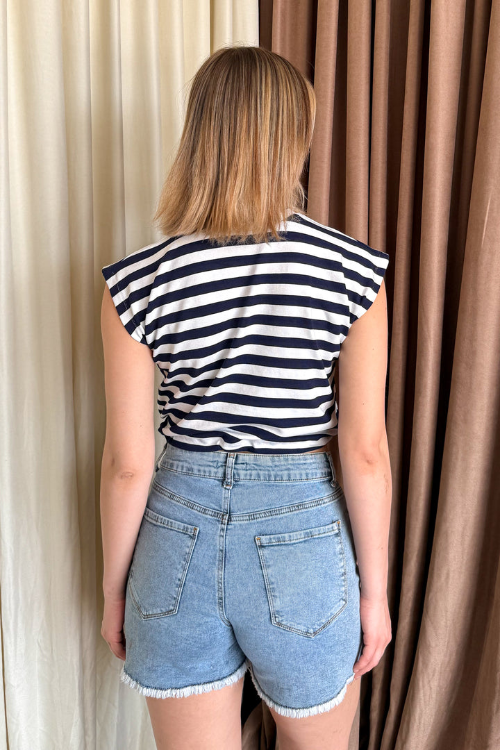 MPL Women's Striped Crop T-shirt with Waist Stopper 6104 - Chicopee