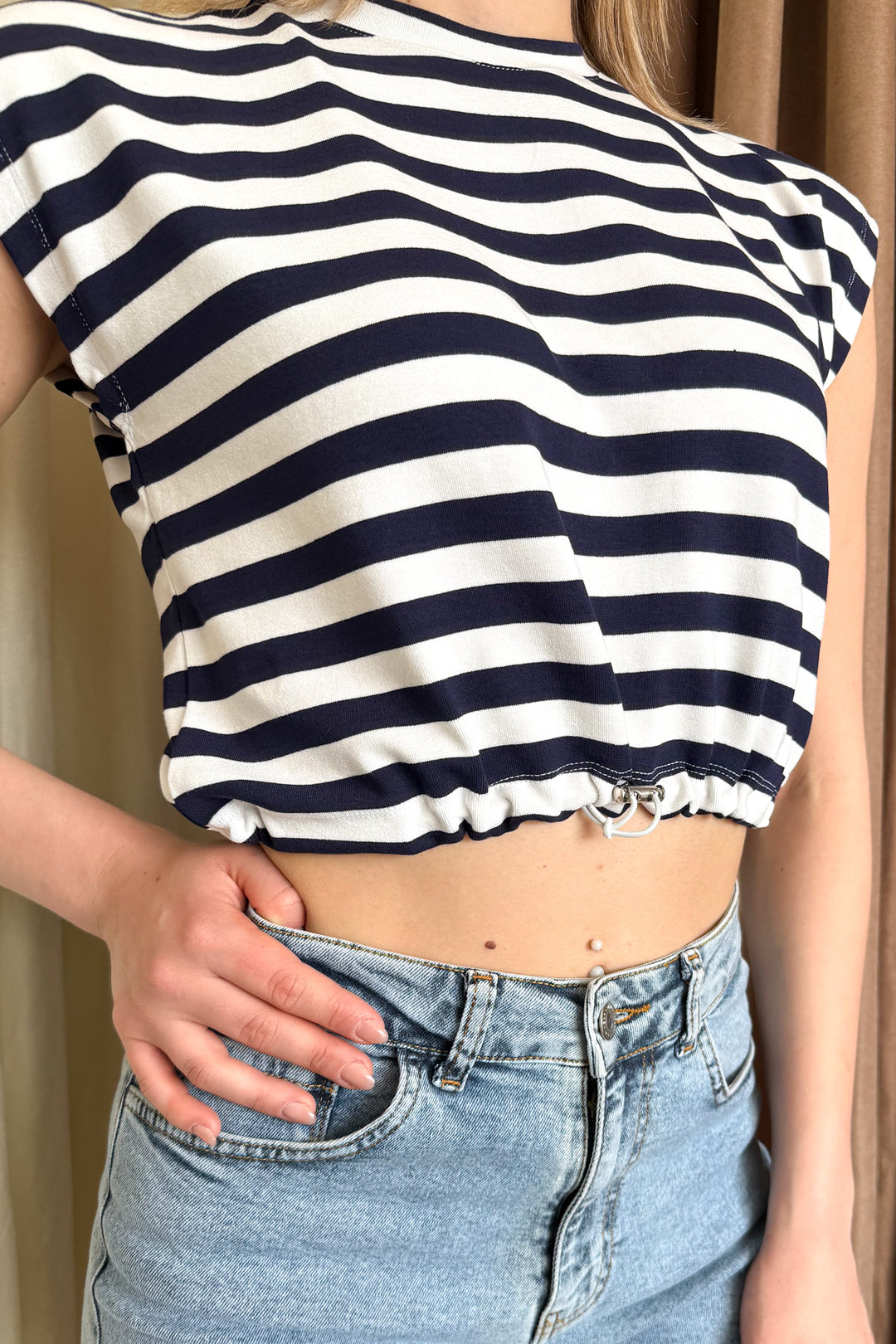 MPL Women's Striped Crop T-shirt with Waist Stopper 6104 - Chicopee