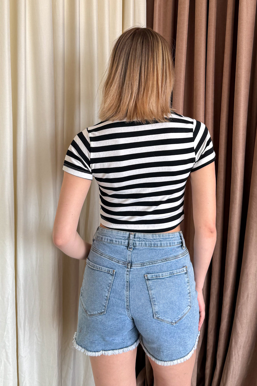 MPL Women's Round Neck Striped Crop Body 6110 - Bremerton