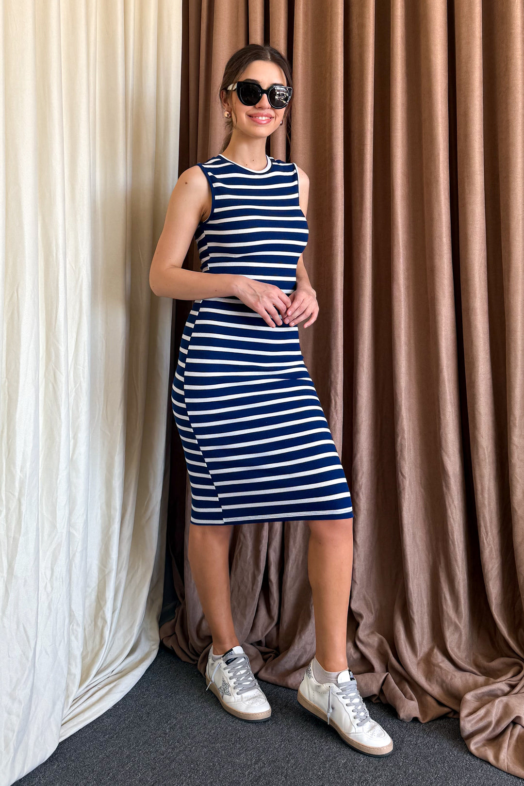 MPL Woman Sleeveless Midi Striped Dress 6168 - Rogers