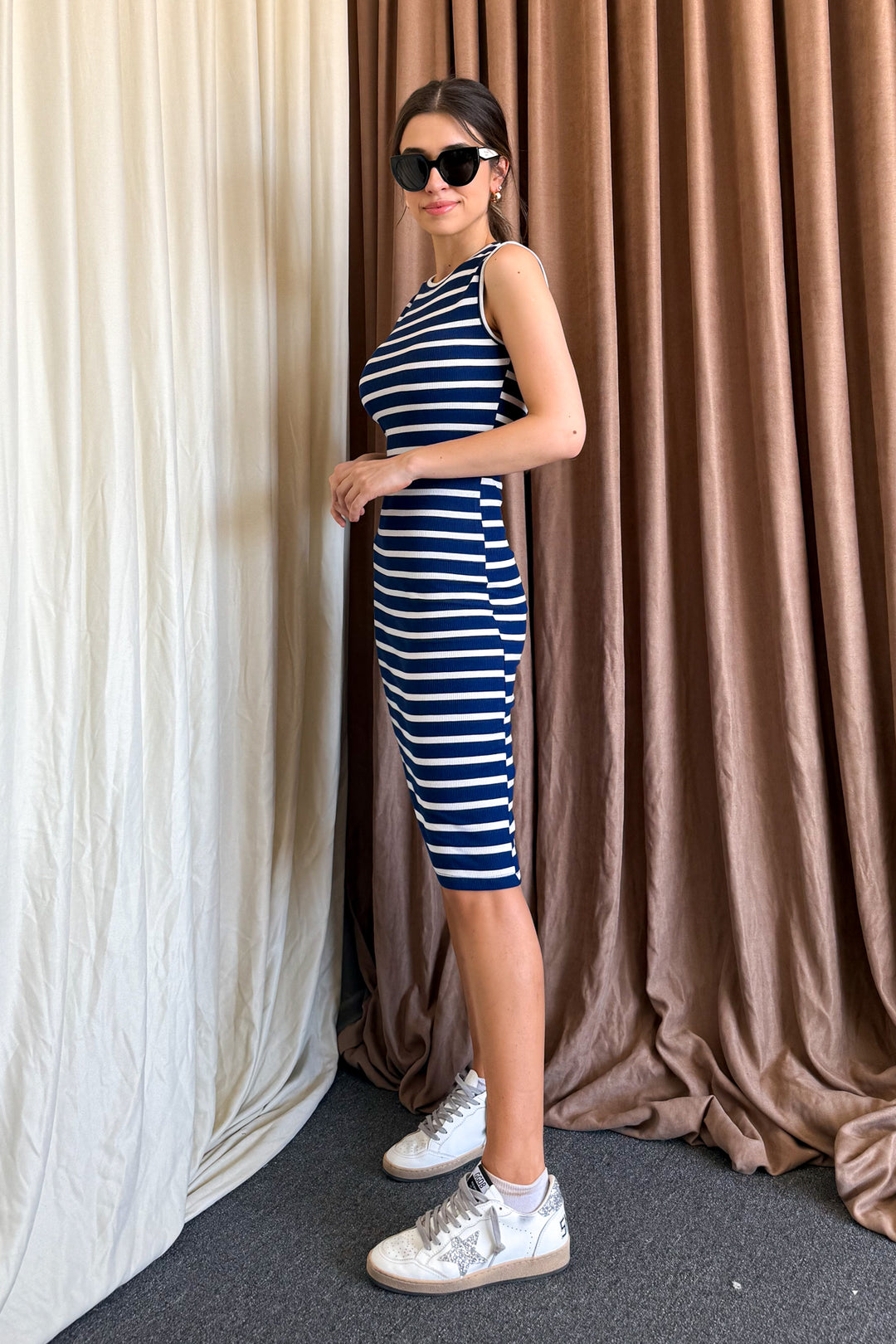MPL Woman Sleeveless Midi Striped Dress 6168 - Rogers