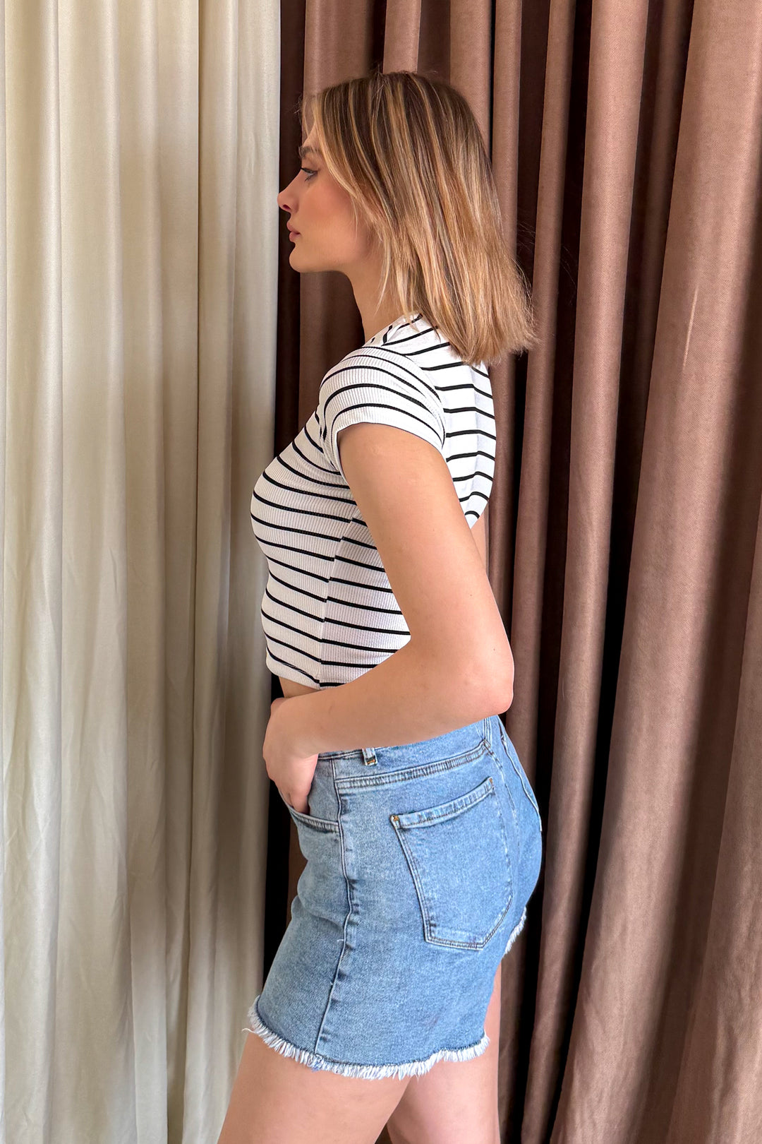 MPL Women's Striped Crop Body with Bicycle Neckline 6237 - Ripollet