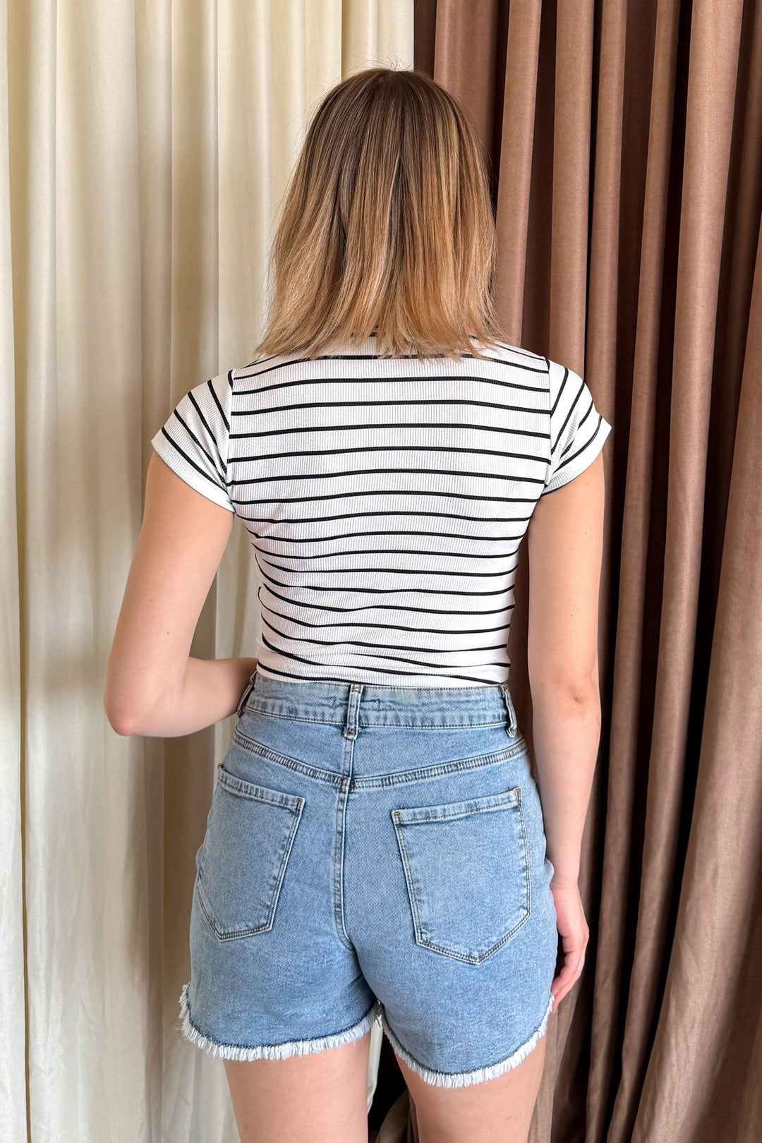MPL Women's Striped Crop Body with Bicycle Neckline 6237 - Ripollet