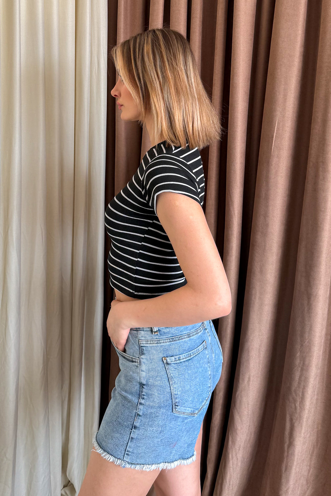 MPL Women's Striped Crop Body with Bicycle Neckline 6237 - Coatbridge
