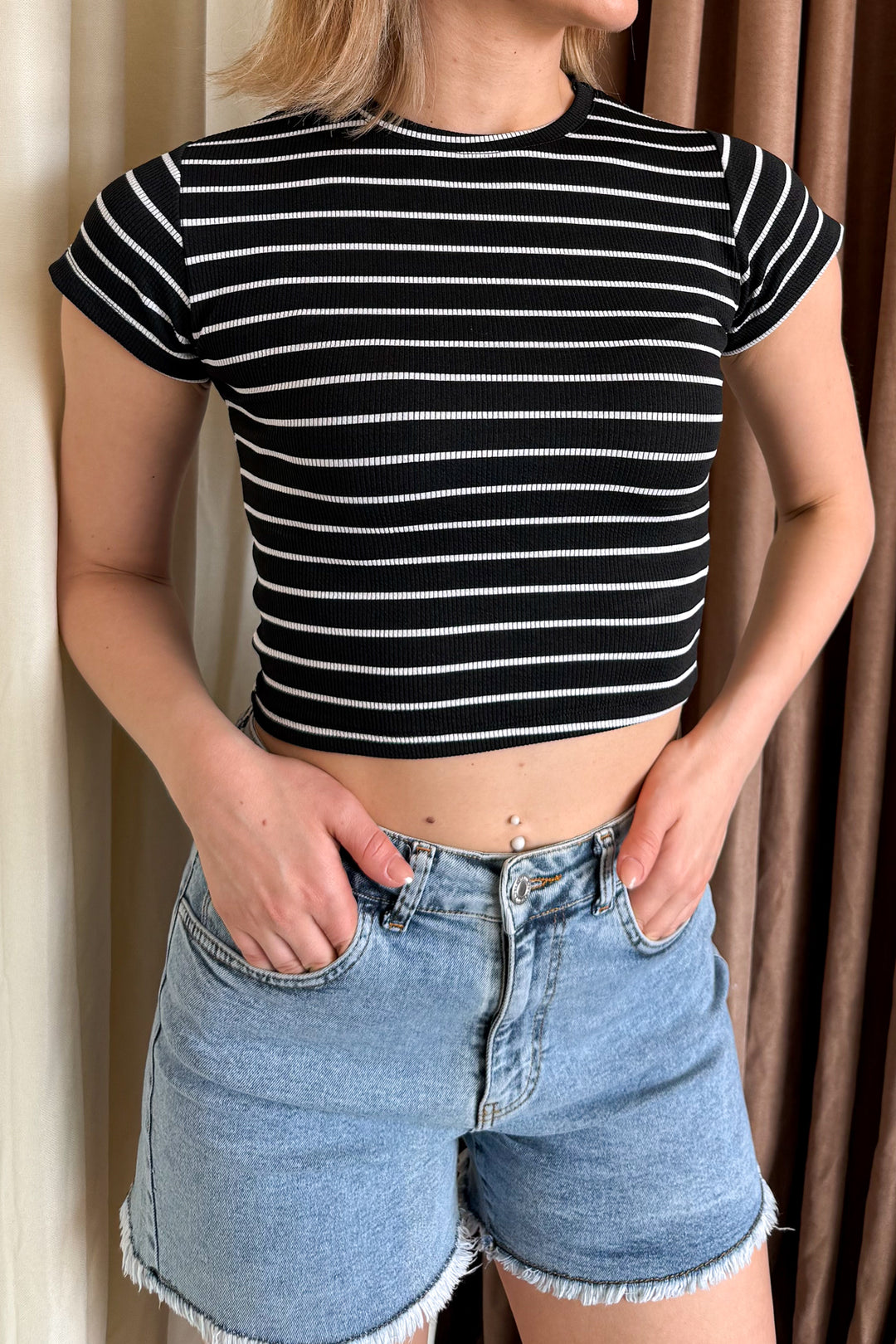 MPL Women's Striped Crop Body with Bicycle Neckline 6237 - Coatbridge