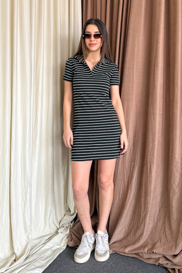 MPL Women's Striped Polo Neck Dress 6253 - East Kelowna