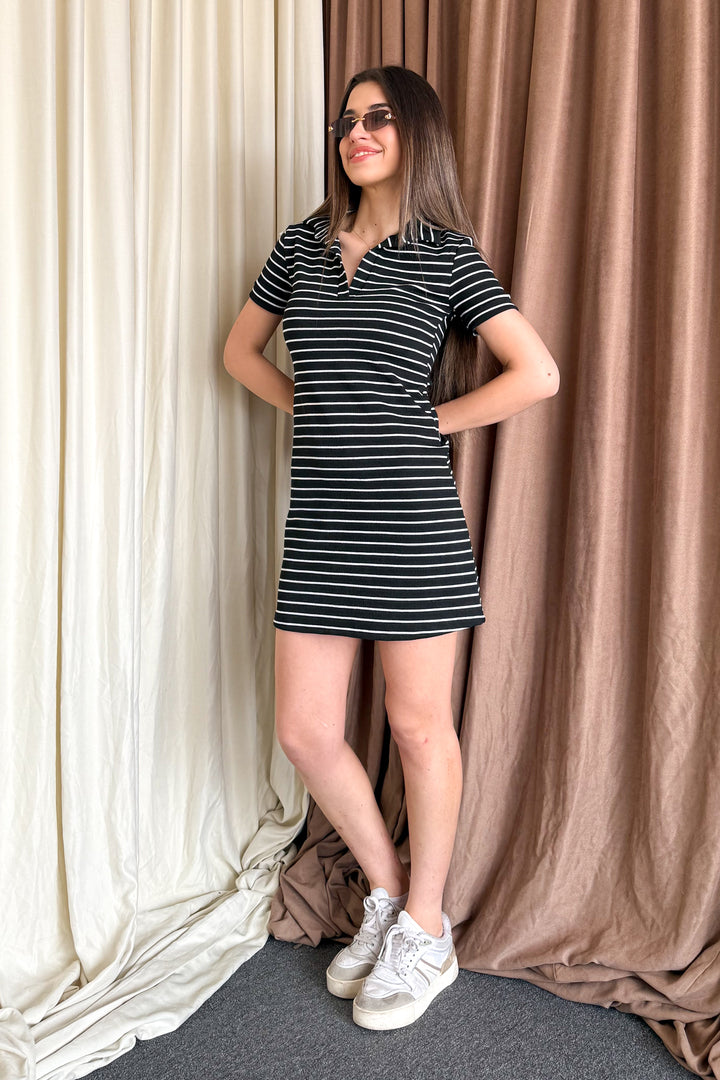 MPL Women's Striped Polo Neck Dress 6253 - East Kelowna