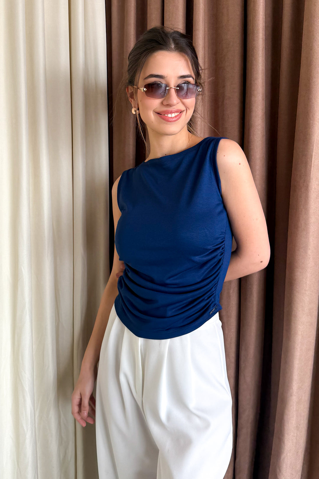 MPL Women's Sleeveless Blouse with Gathered Sides 6280 - Magdeburg