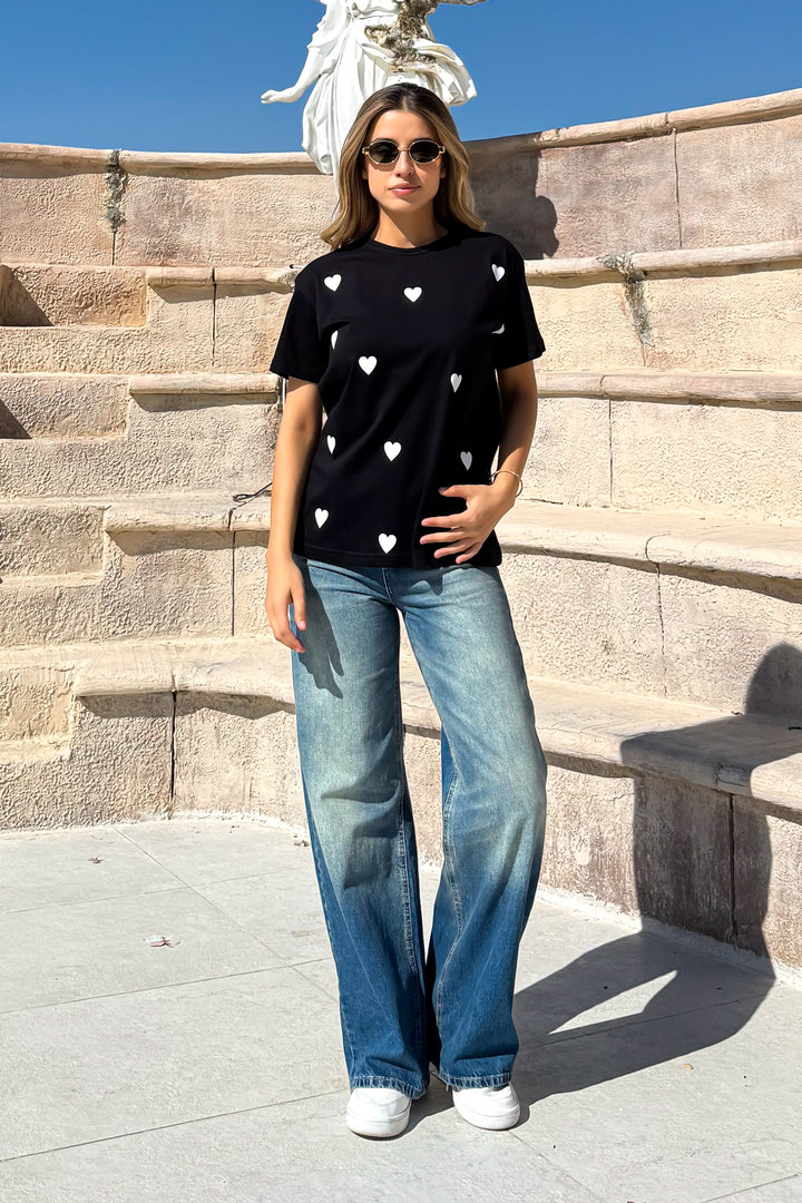 MPL Women's Loose Fit T-shirt with Small Heart Print - Navojoa