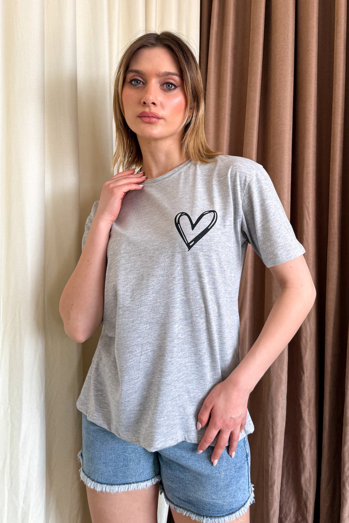 MPL Women's Loose Fit T-shirt with Heart Print - Lehrte