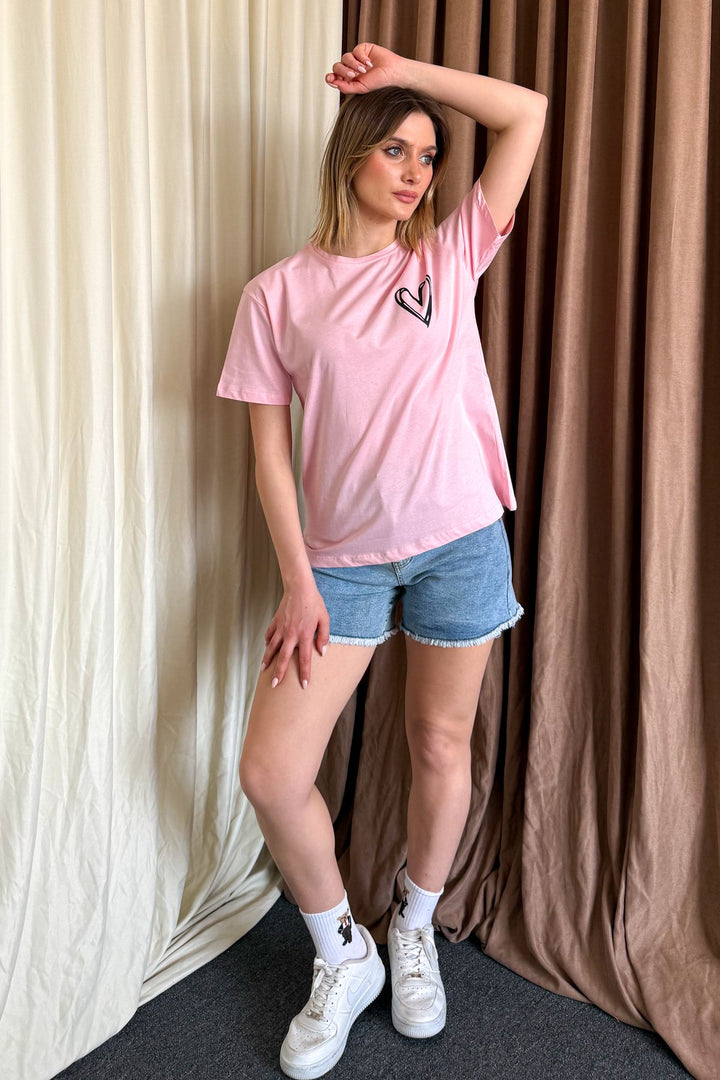 MPL Women's Loose Fit T-shirt with Heart Print - Würselen