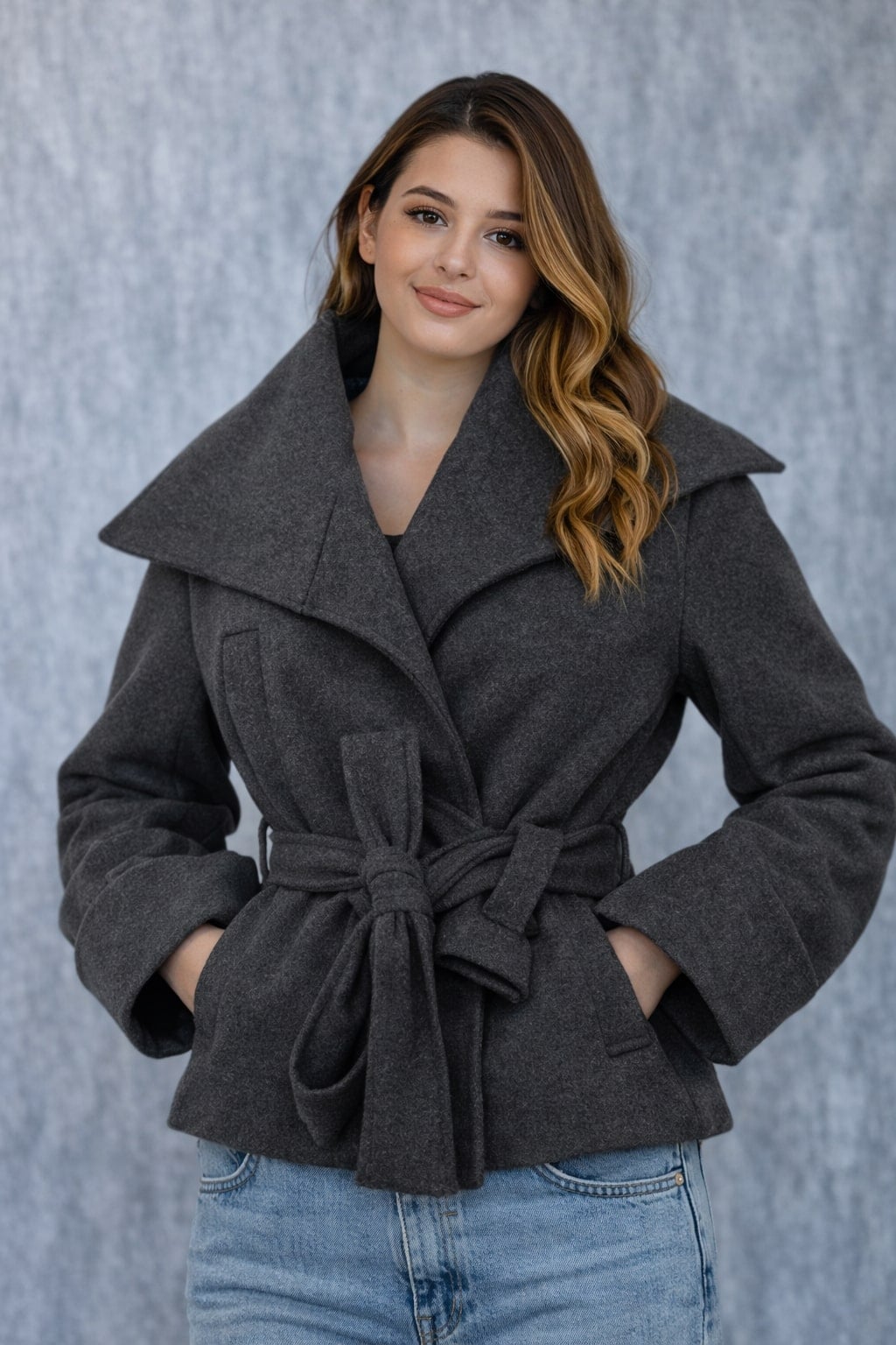 MPL Women's Wide Collar Short Pea Coat 60566 - Durango