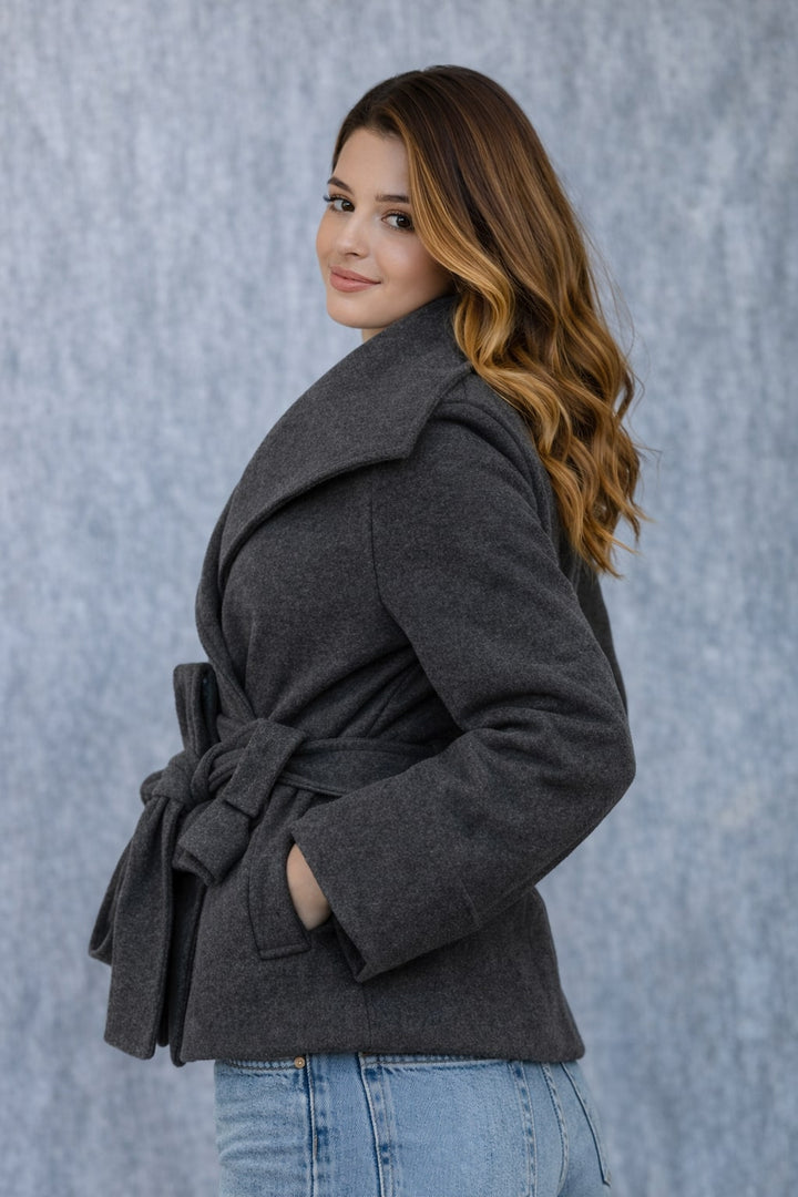 MPL Women's Wide Collar Short Pea Coat 60566 - Durango