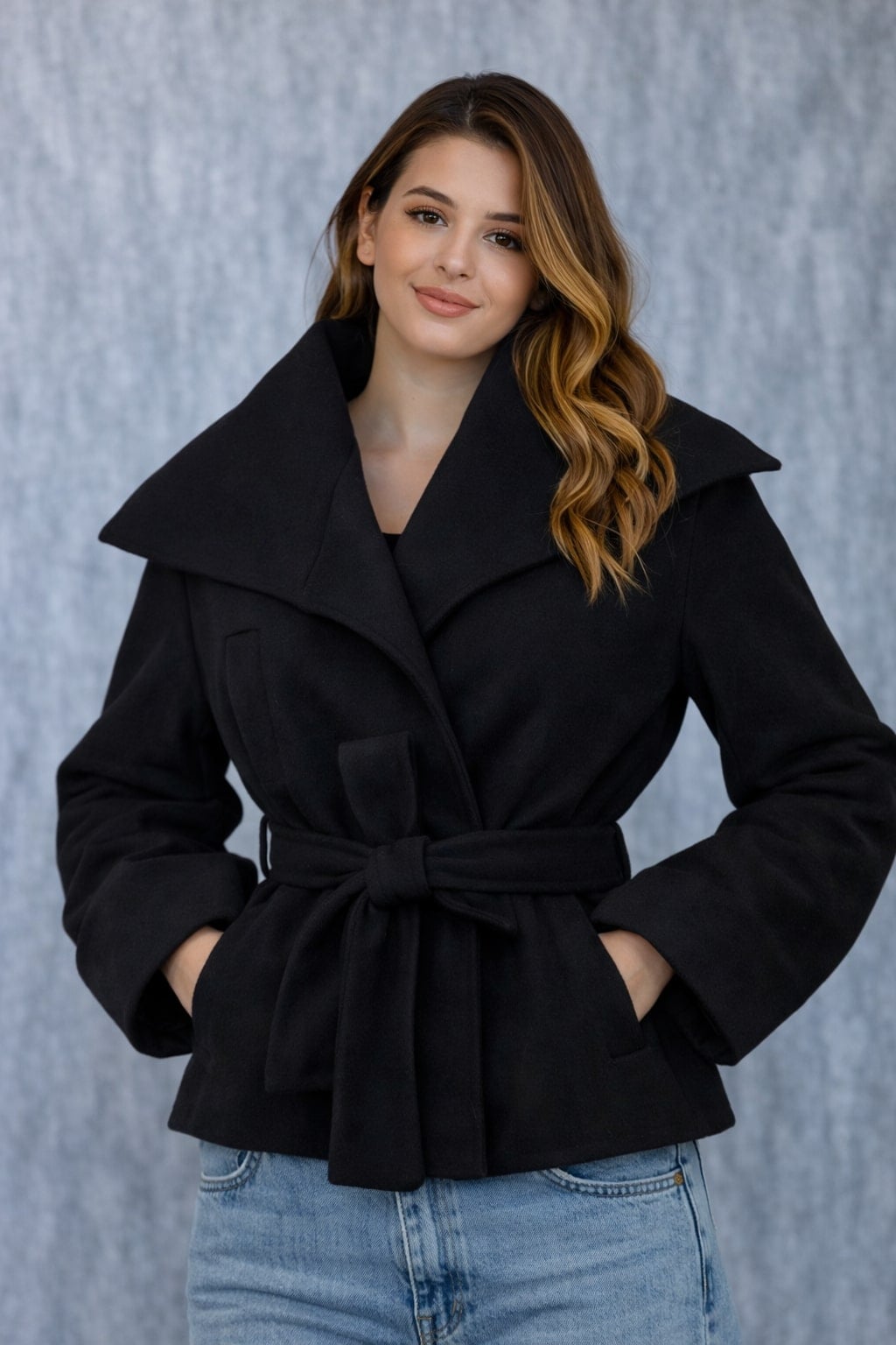 MPL Women's Wide Collar Short Pea Coat 60566 - Catania