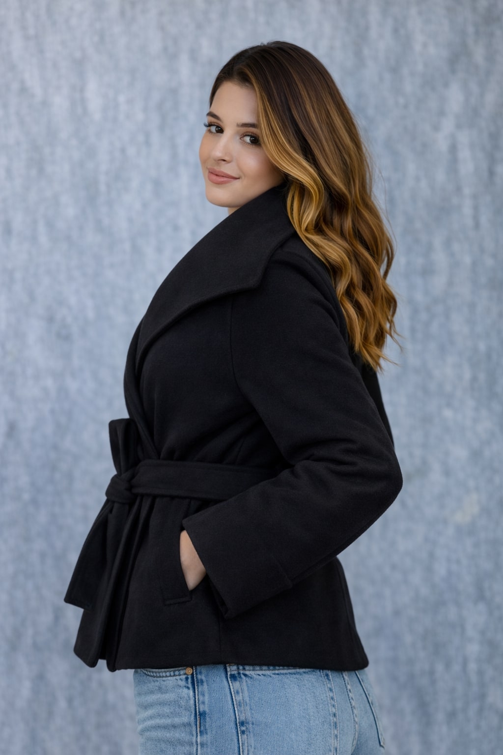 MPL Women's Wide Collar Short Pea Coat 60566 - Catania